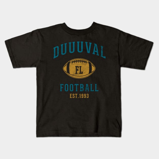 Duuuval Jacksonville Vintage Jaguars Kids T-Shirt by BooTeeQue